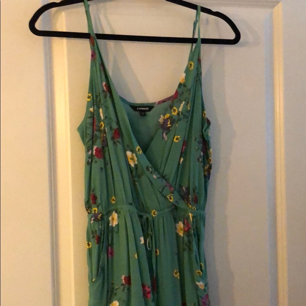 Green Spaghetti Strap Romper